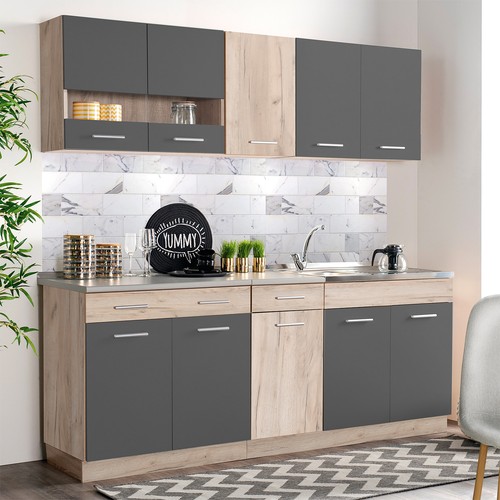 Cuisine équipée bois gris - bois,
